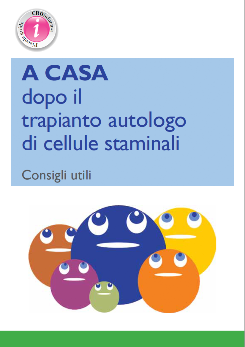 La copertina della guida CROinforma A casa dopo il trapianto autologo di cellule staminali